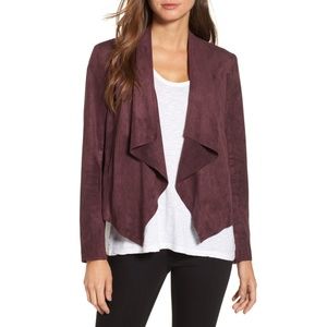 Faux Suede Tayanita Draped Jacket Burgundy